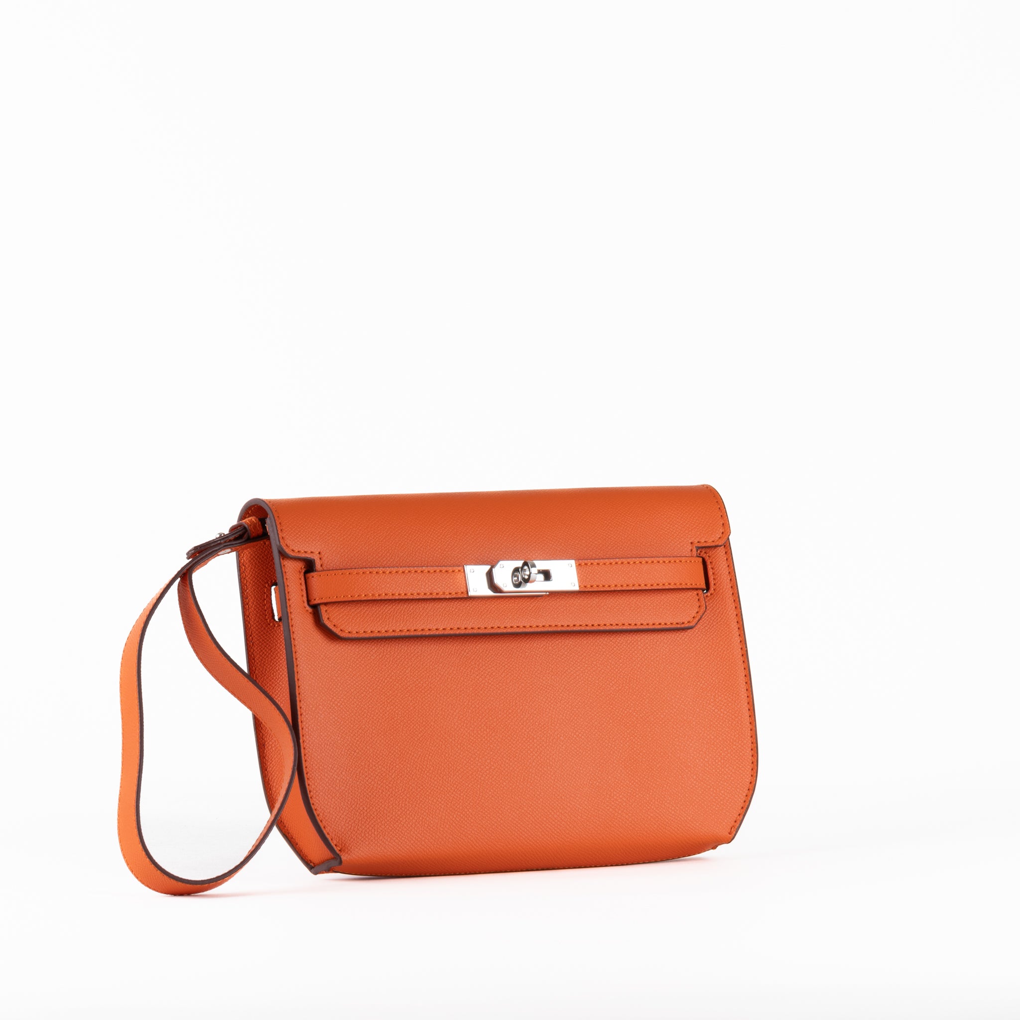 Medium Leather Clutch Bag 25 - Orange