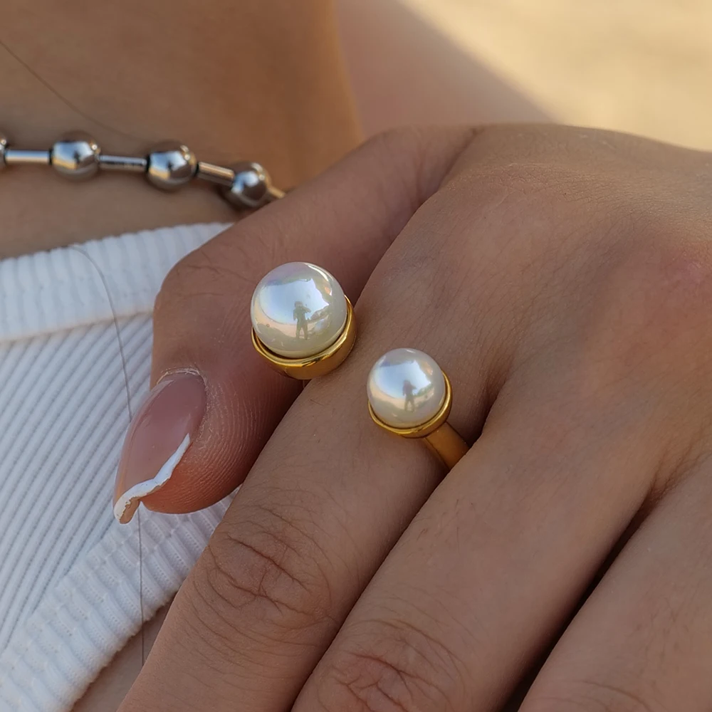 Bague double perle hotsell