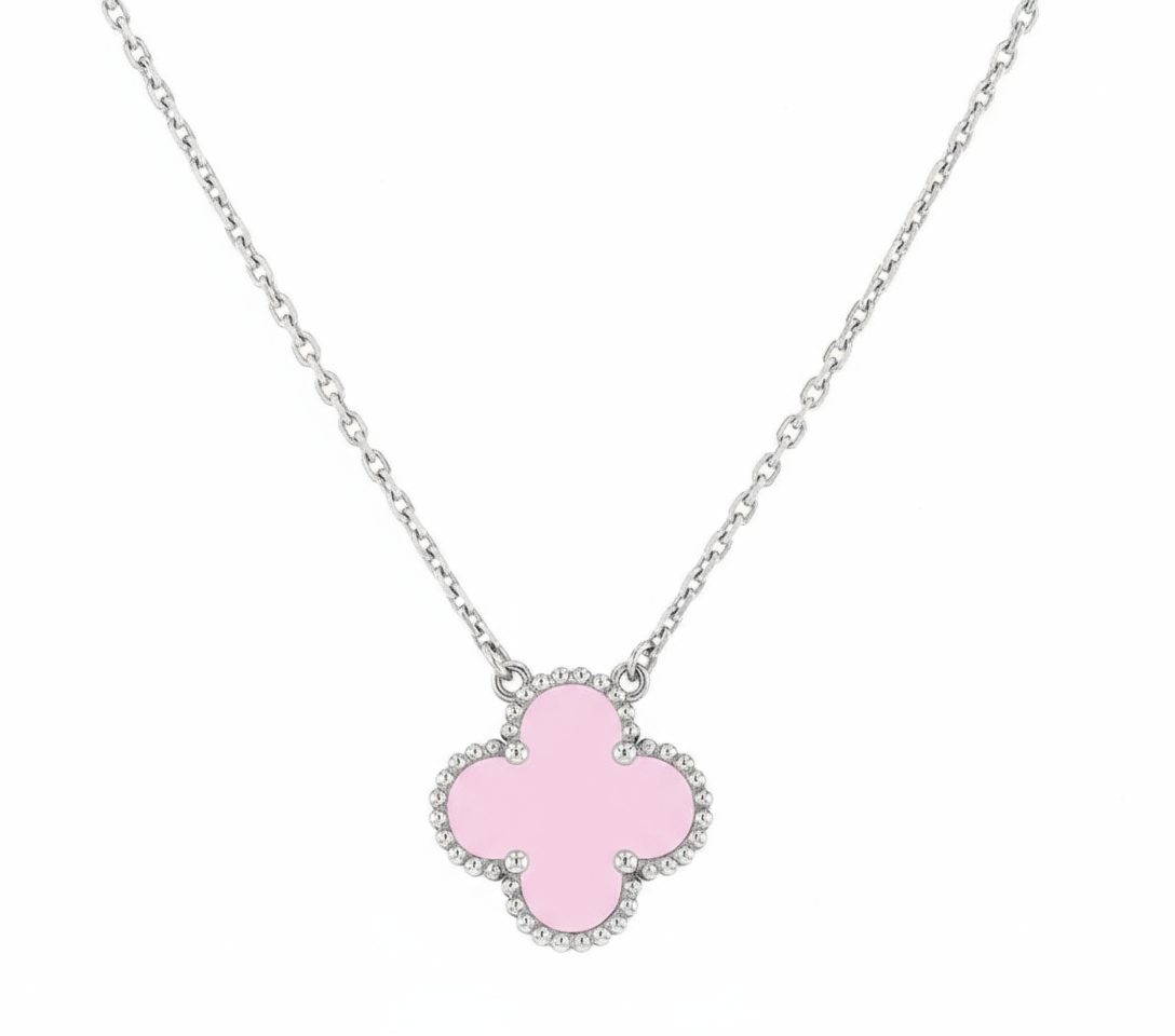 Rossana Silver Fyrklöver Halsband  Rosa