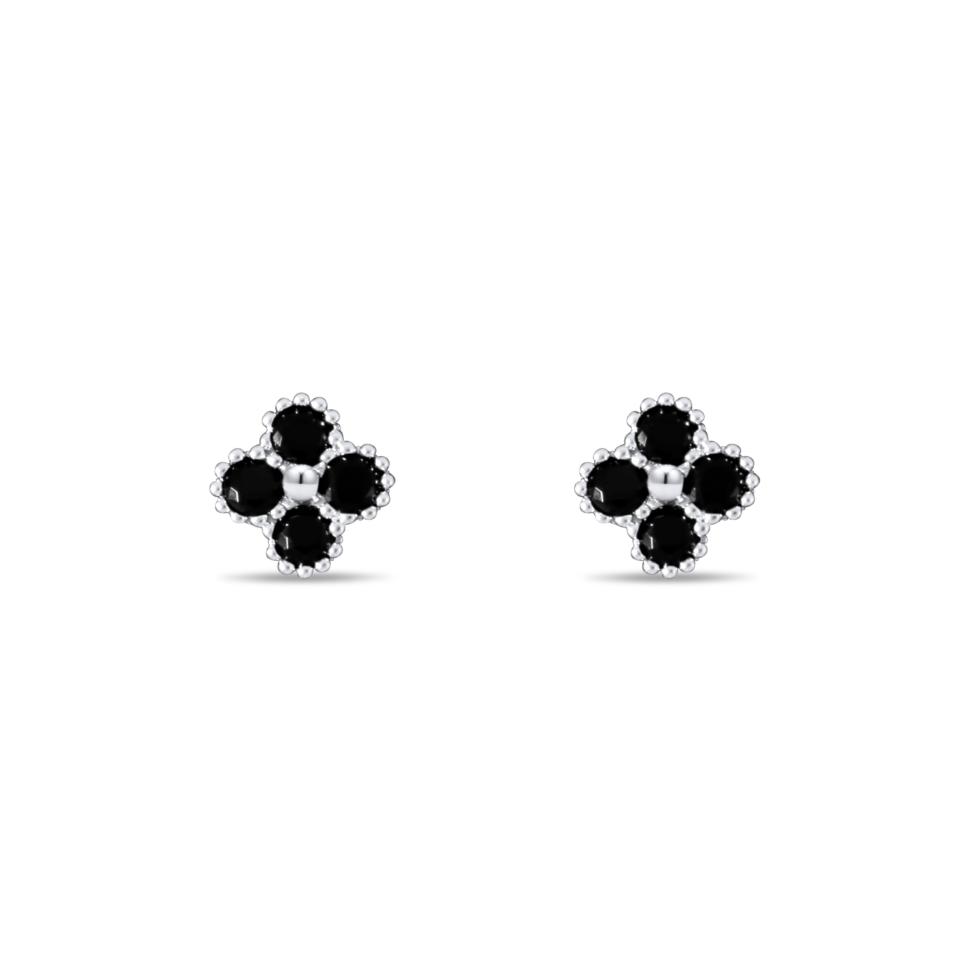 Boucles d'oreilles Letizia Fyrklöver - argent/noir