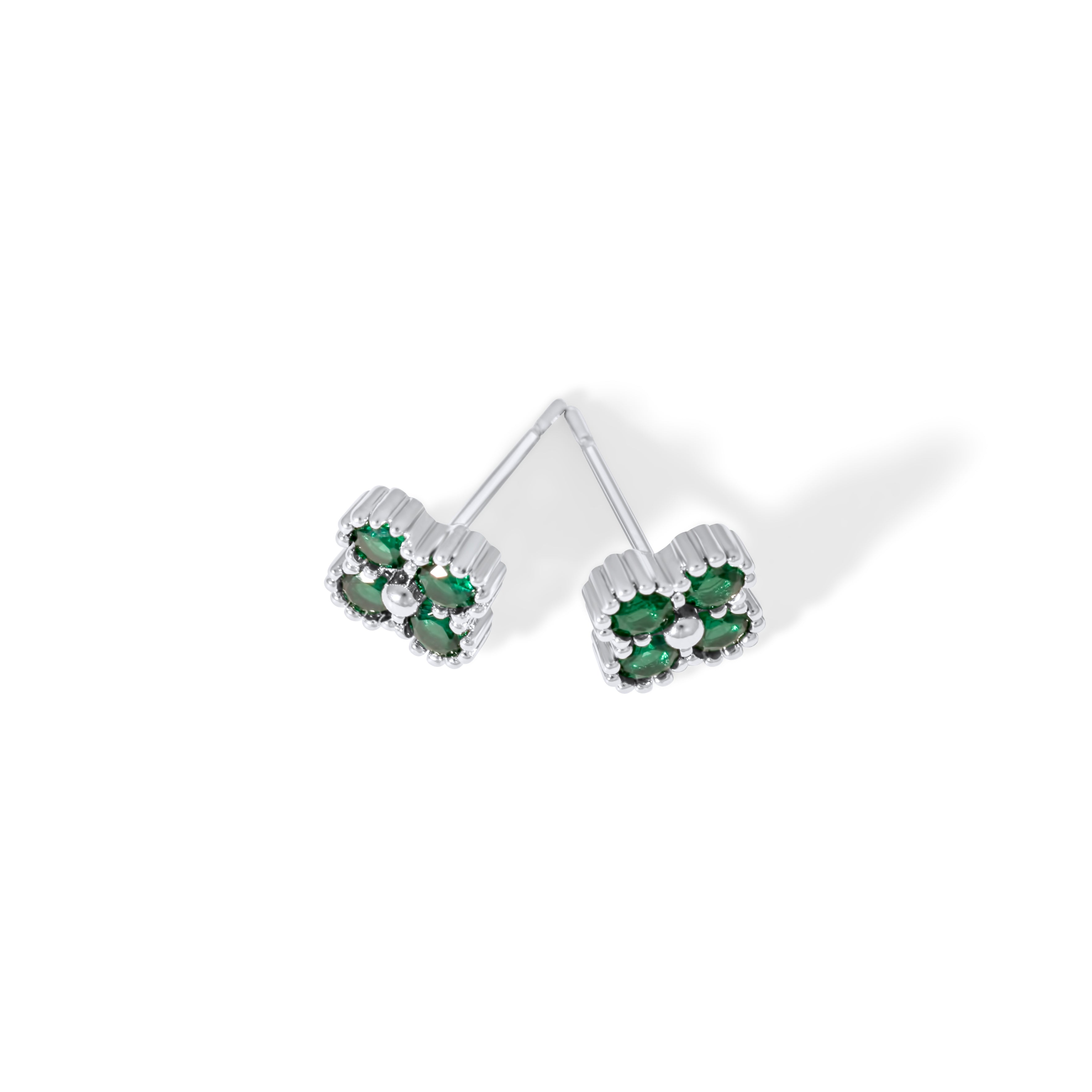 Boucles d'oreilles de Letizia Four - Silver/Green
