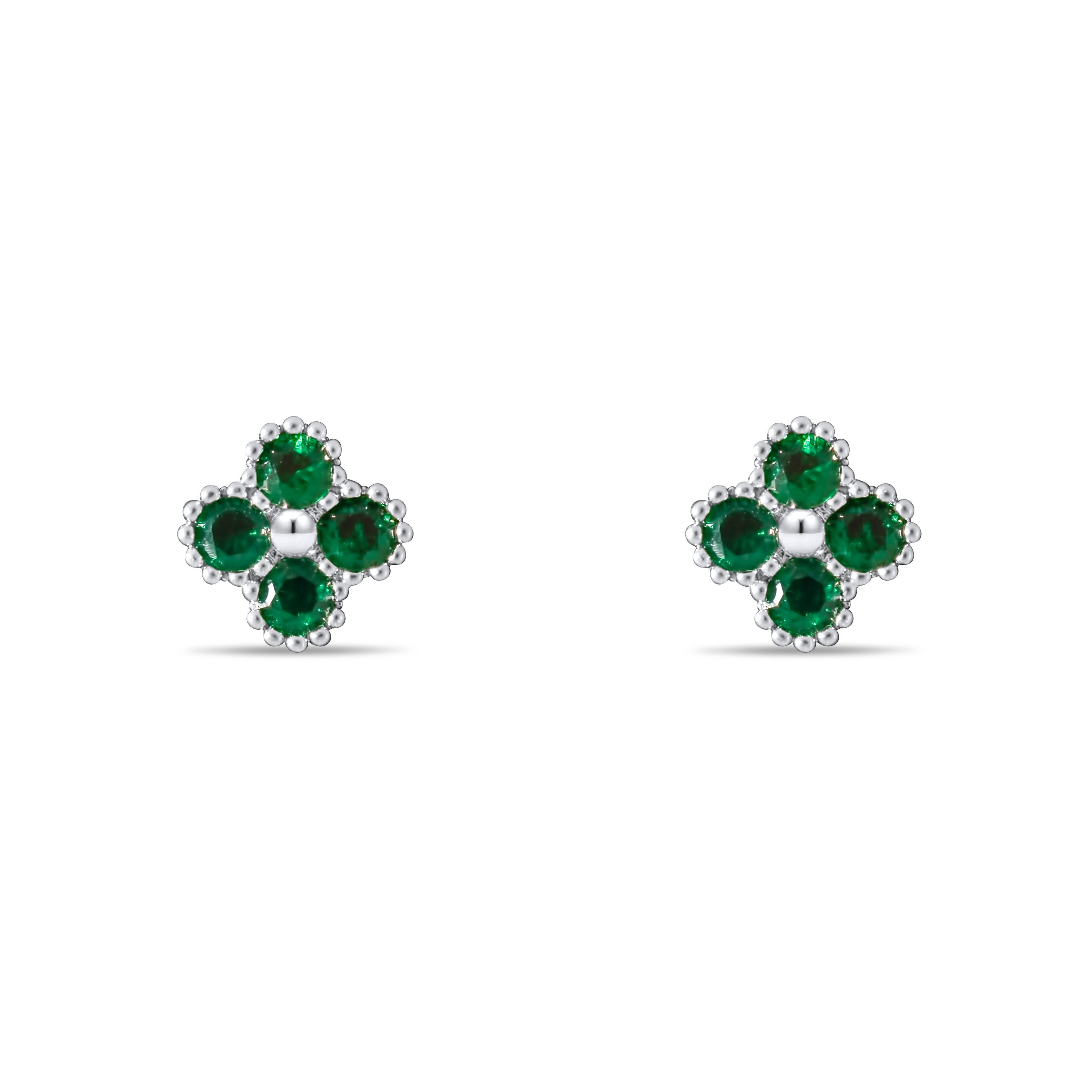 Boucles d'oreilles de Letizia Four - Silver/Green
