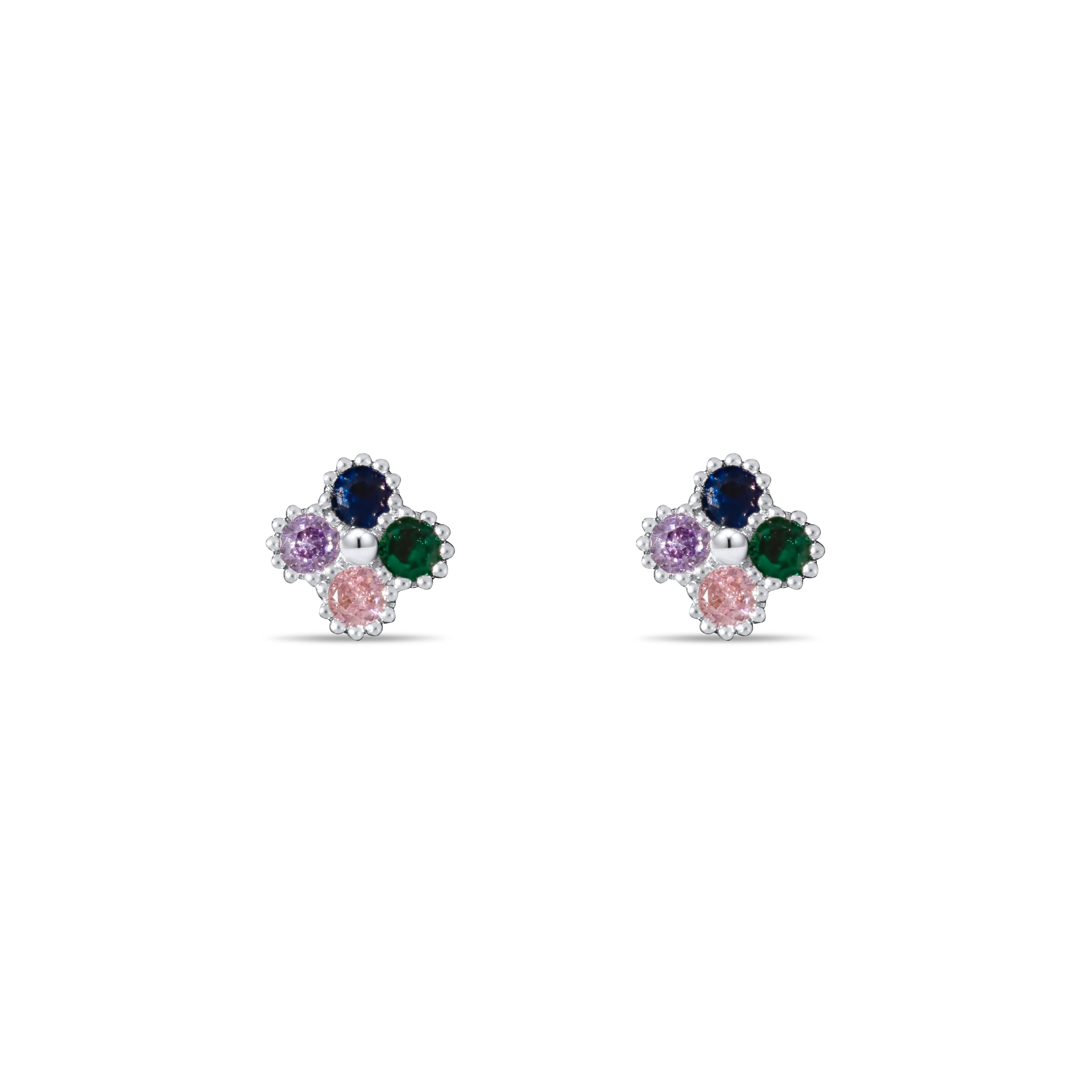 Boucles d'oreilles Letizia Fyrklöver - argent/arc-en-ciel