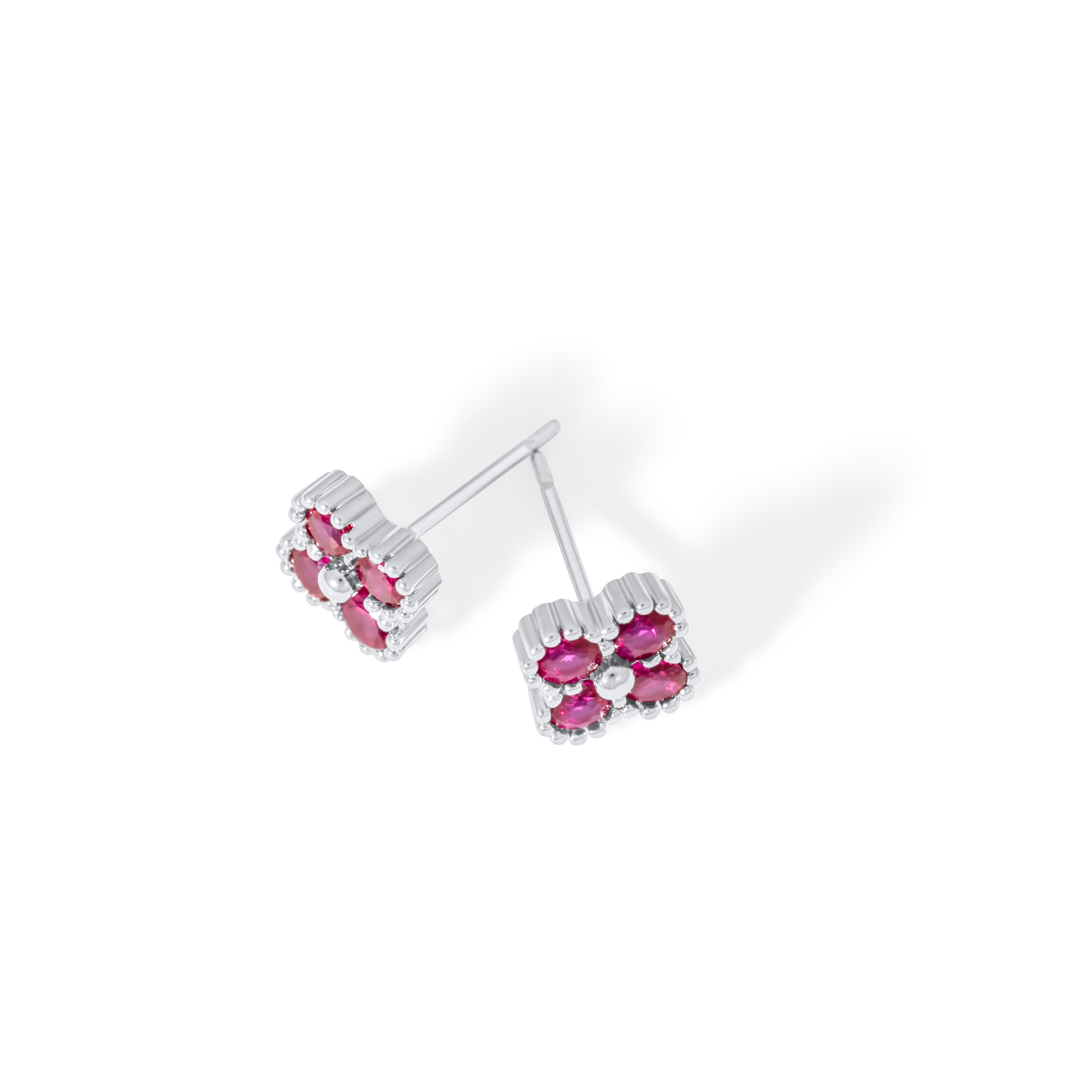 Boucles d'oreilles Letizia Fyrklöver - argent/rouge