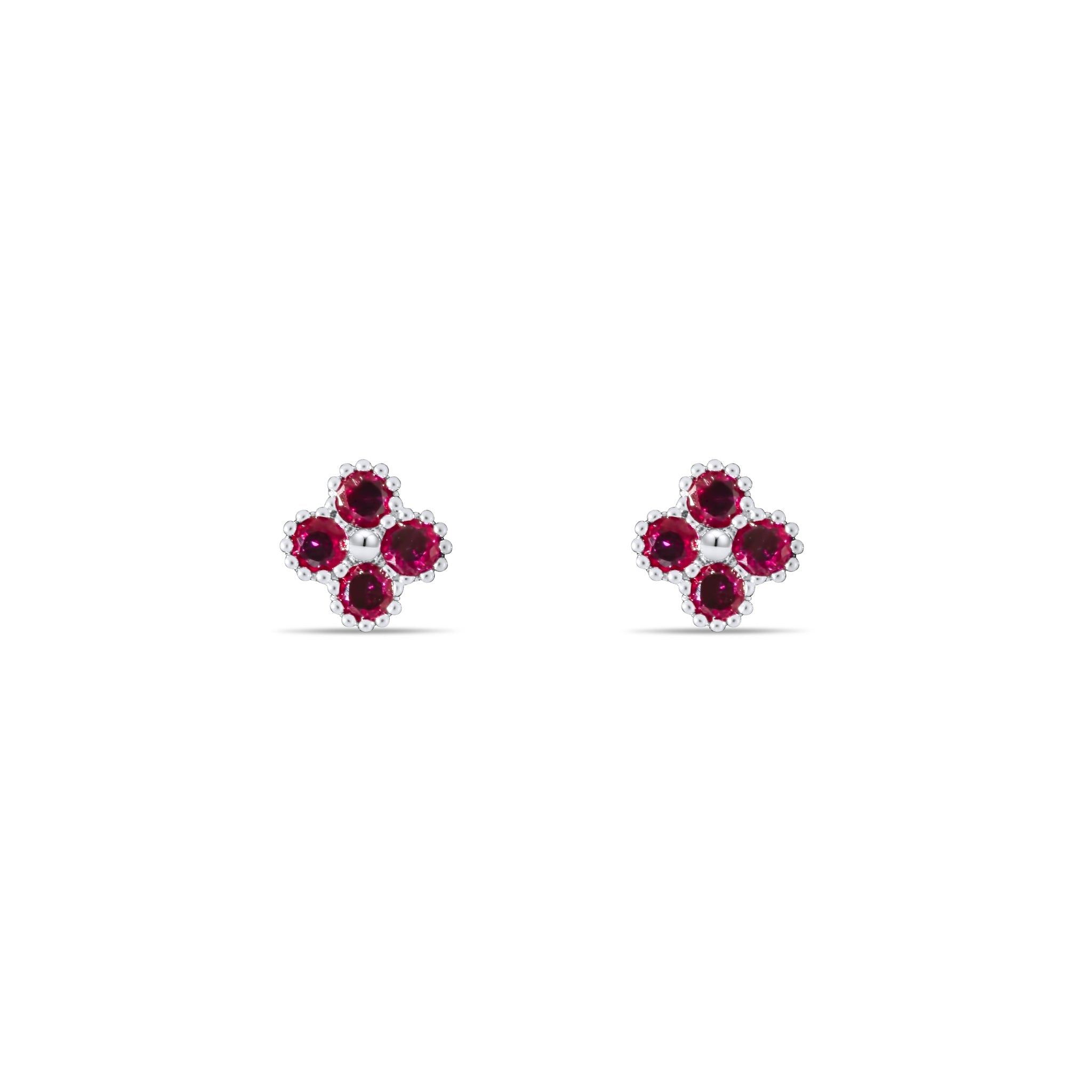 Boucles d'oreilles Letizia Fyrklöver - argent/rouge