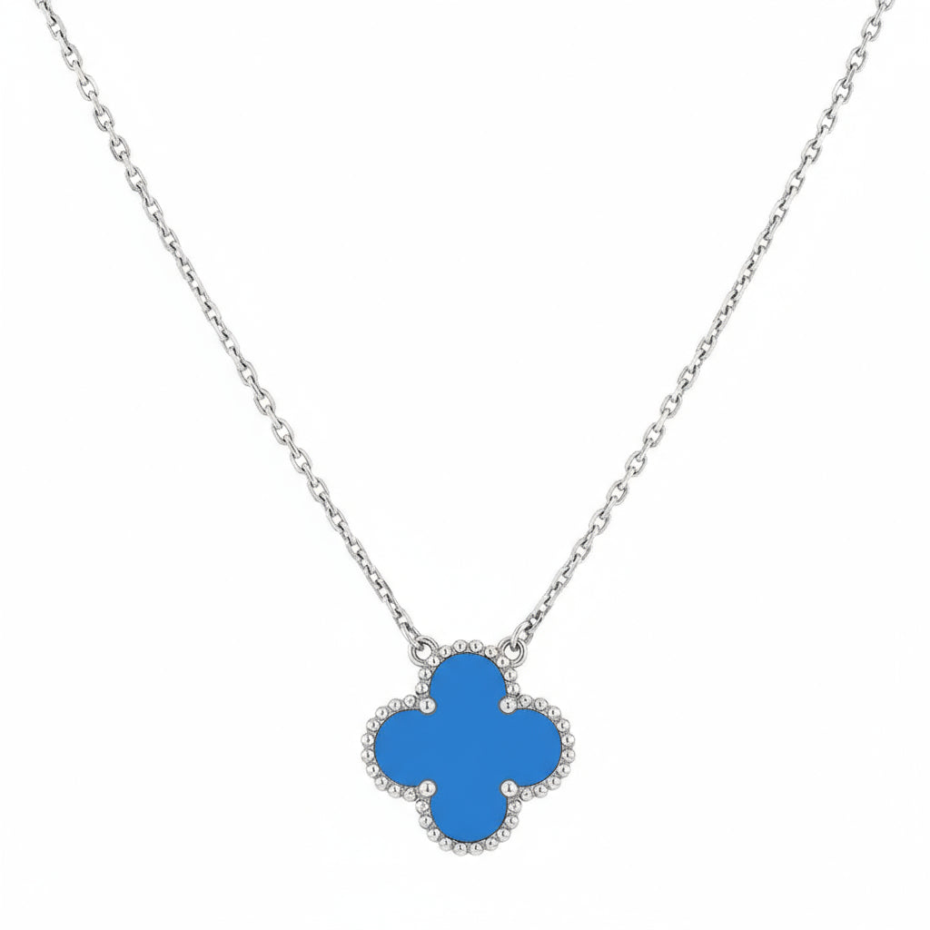 18K Fyrklover halsband blå